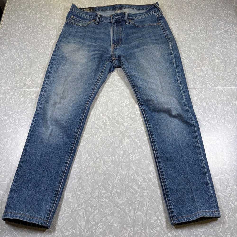 Abercrombie & Fitch Langdon Slim Mens Jeans 31x30 Medium Wash Denim Blue 0306